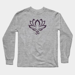 Lotus Flower Om Symbol Purple Long Sleeve T-Shirt